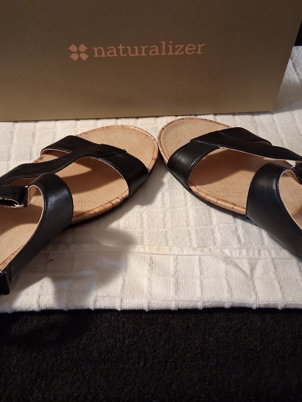 Naturalizer Black T-Strap Sandals